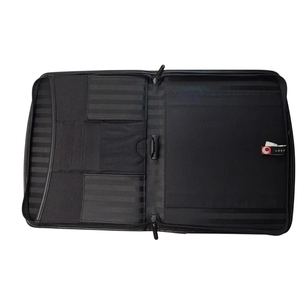 Leed's Explore NEBC Black Ballistic Nylon Zip Around Portfolio Organizer Case